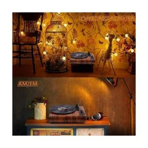 VOKSUN Tocadiscos vintage de 3 velocidades reproductor_4