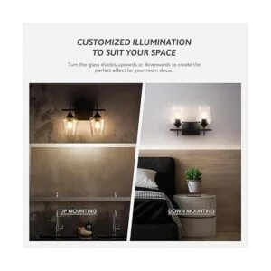 VONLUCE 2Light Vanity Light in Matt Black Finish Vintage_4