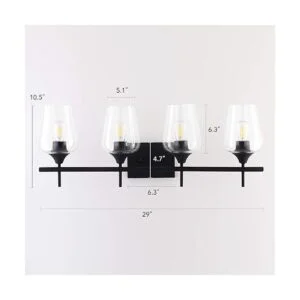 VONLUCE 4Light Vanity Light in Matt Black Finish Vintage_4