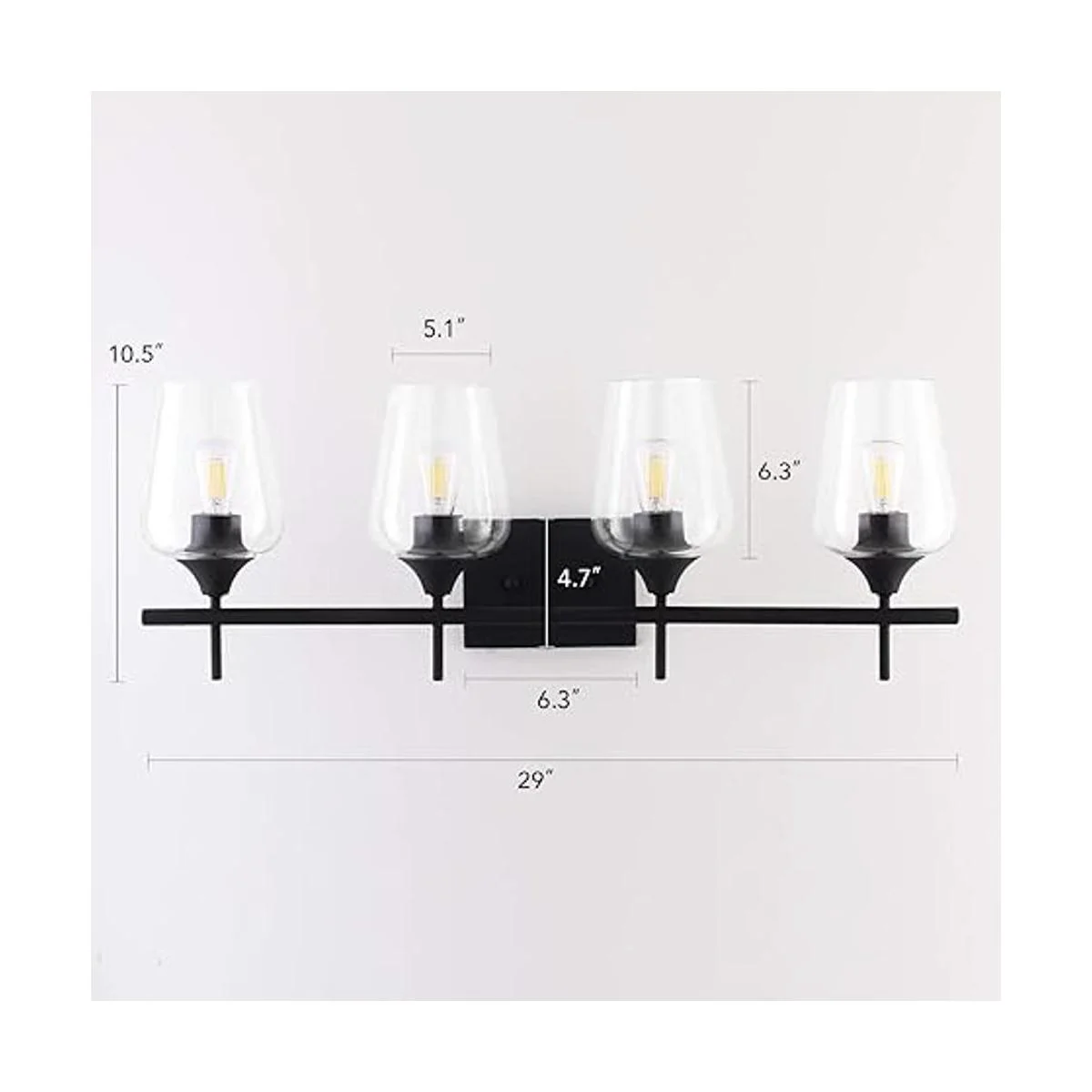 VONLUCE 4Light Vanity Light in Matt Black Finish Vintage_4