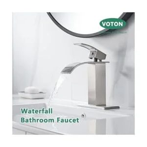 VOTON Grifo de baño cromado en cascada de un solo