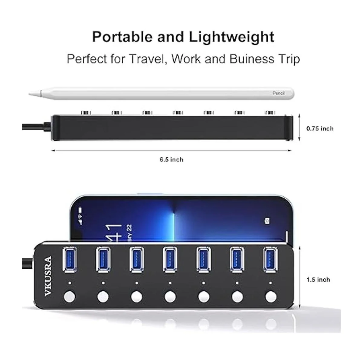 VKUSRA Hub USB 3.0 de 7 puertos con cable USB de 4 pies_6