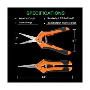 VIVOSUN Tijeras de podar con cuchillas de acero rectas_4
