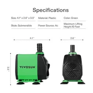 VIVOSUN Bomba sumergible de 800 GPH 3000 LH 24 W_2