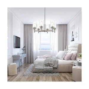 VINLUZ Lámpara de araña contemporánea de 6 luces de níquel_3