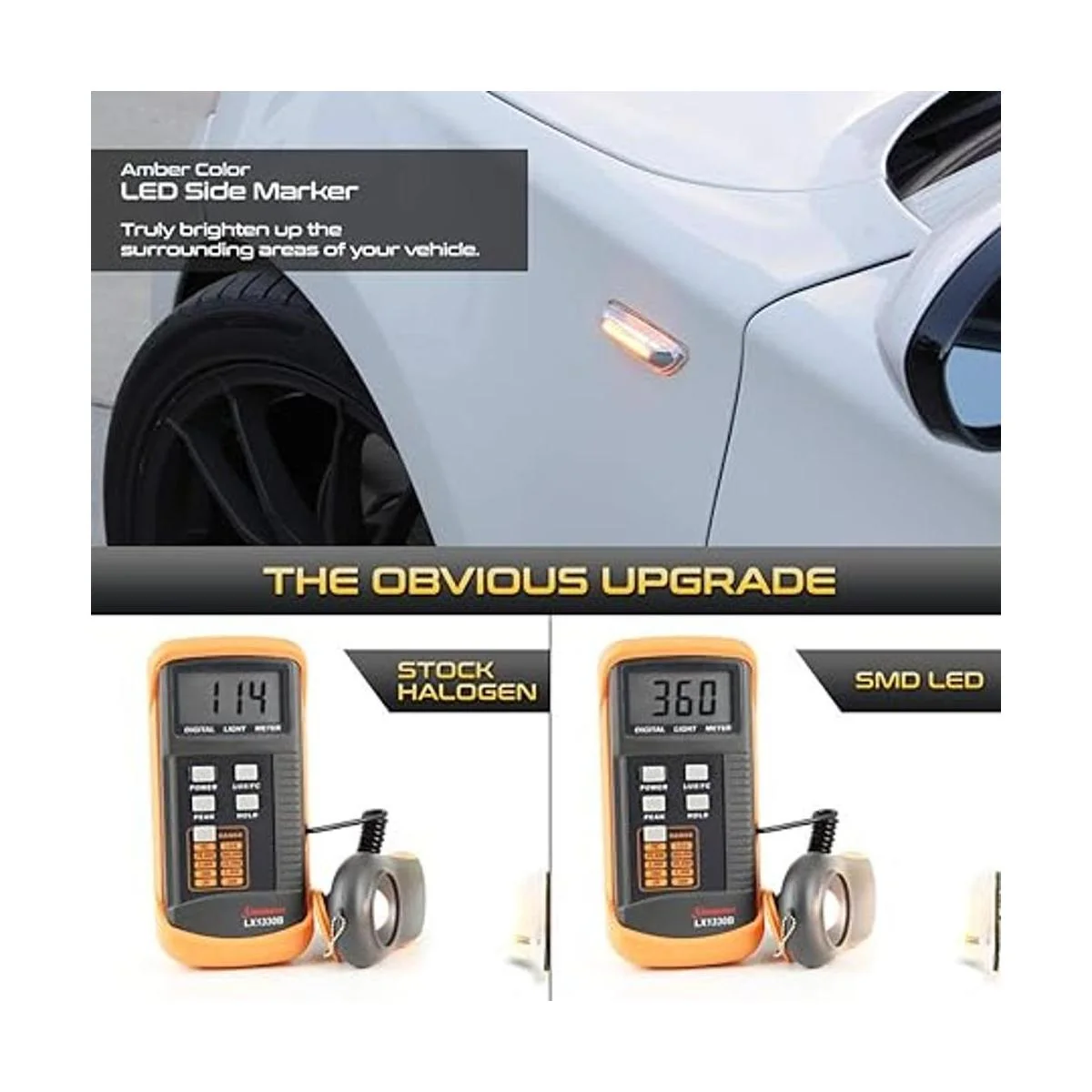 VIPMOTOZ Tira de luces LED cromadas con marcador lateral_3