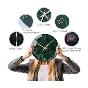 VIKMARI Reloj de pared de cristal silencioso sin tictac_5