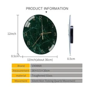 VIKMARI Reloj de pared de cristal silencioso sin tictac_4
