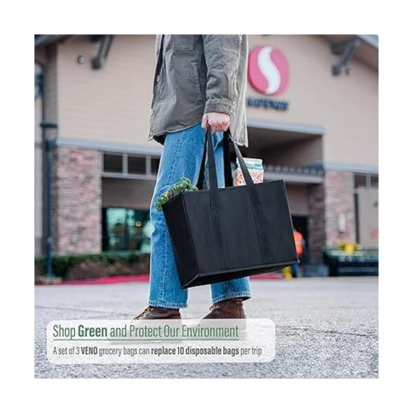 VENO Paquete de 3 bolsas reutilizables para compras de