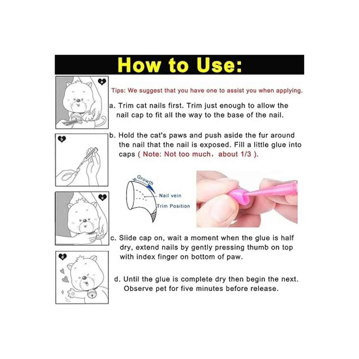 VICTHY 140 tapas de uñas de gato coloridas garras suaves