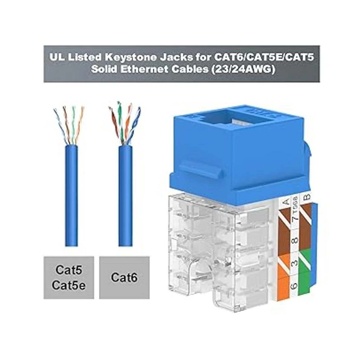 VCE RJ45 Cat6 Keystone Jacks UL Listado 50 unidades UTP_4