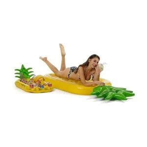 VICKEA Soporte inflable para bebidas de piña flotador_2