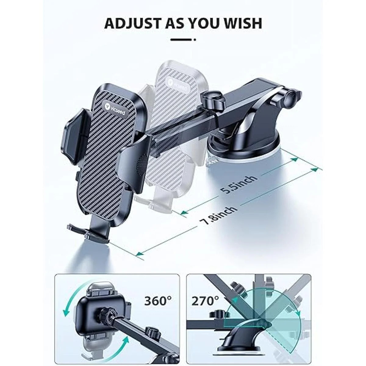 VICSEED Soporte universal de teléfonos para el tablero o_5