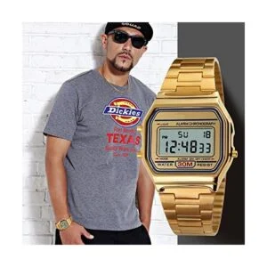 VIGOROSO Reloj casual digital de acero inoxidable con_2