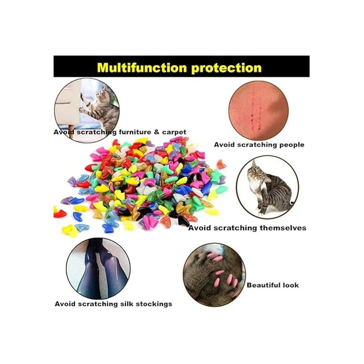 VICTHY 140 tapas de uñas de gato coloridas garras suaves