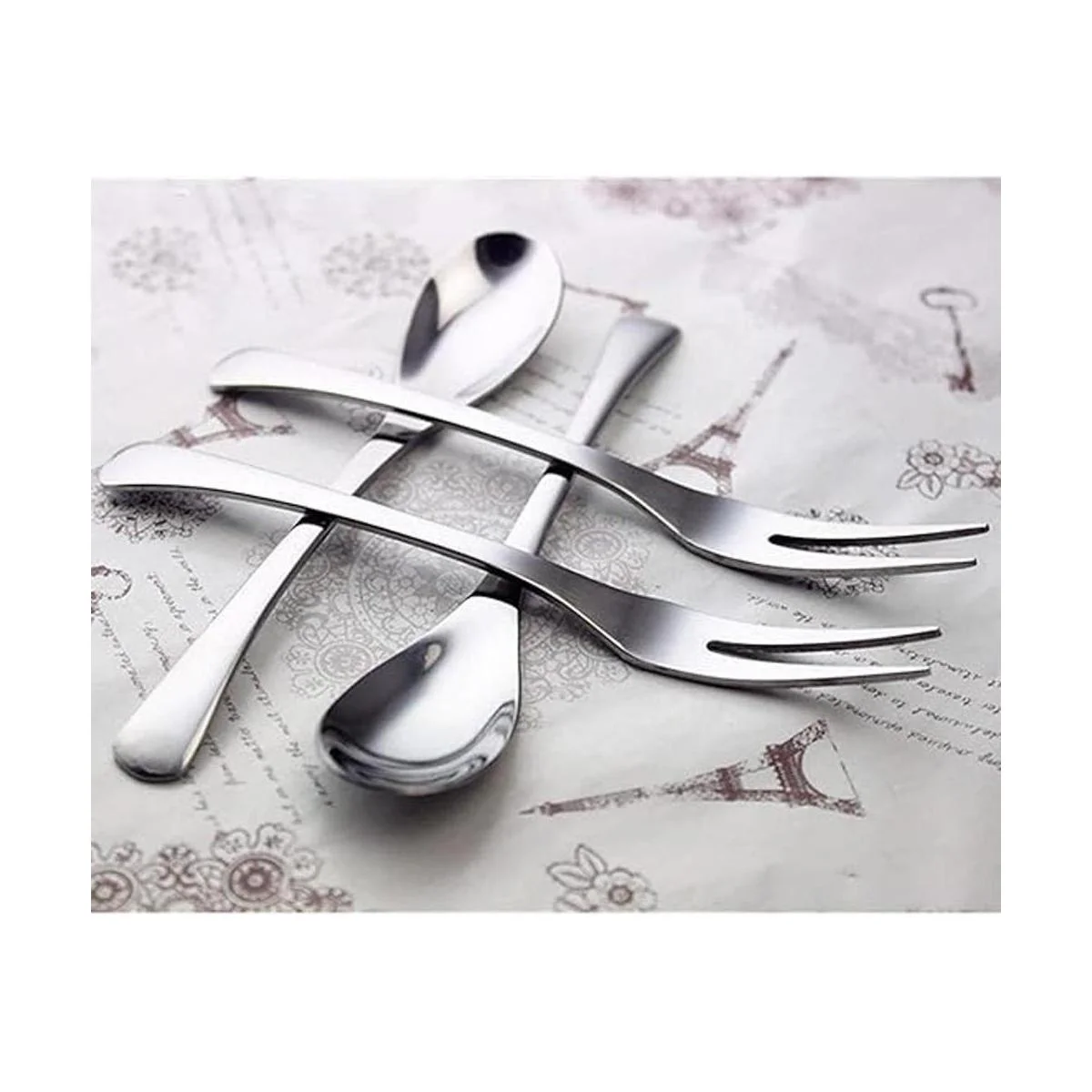 VANRA Juego de cubiertos de 4 piezas de acero inoxidable