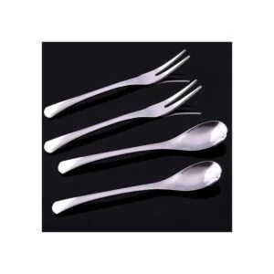 VANRA Juego de cubiertos de 4 piezas de acero inoxidable