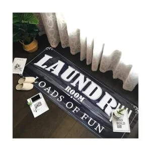 Ustide Alfombrilla de lavandería Farmhouse NegroBlanco_3