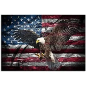 Urttiiyy Arte de pared militar con diseño de bandera