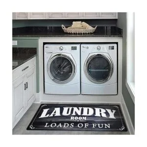 Ustide Alfombrilla de lavandería Farmhouse NegroBlanco_2