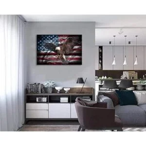 Urttiiyy Arte de pared militar con diseño de bandera