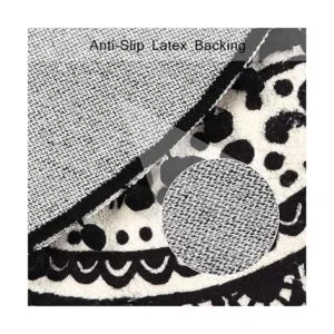 Uphome Alfombra redonda decorativa con flecos de pompón y_3