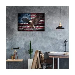 Urttiiyy Arte de pared militar con diseño de bandera