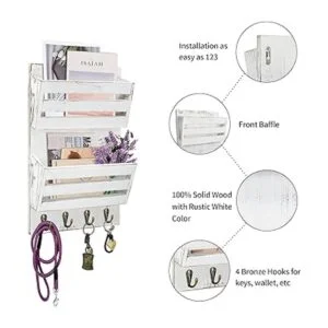 Unistyle Organizador de correo colgante con 4 ganchos para