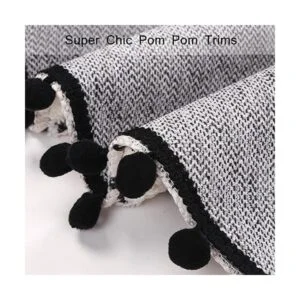 Uphome Alfombra redonda decorativa con flecos de pompón y_4