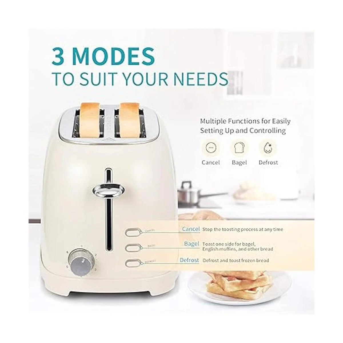 Ultrean Tostadora de 2 rebanadas con ranura extra ancha_5