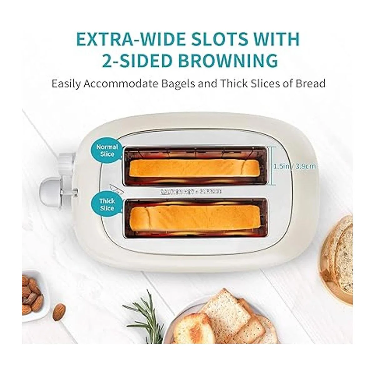 Ultrean Tostadora de 2 rebanadas con ranura extra ancha_2