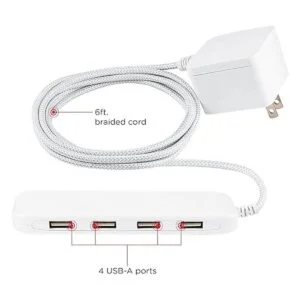 UltraPro GE 4 Port USB Charging Station 6 Ft Braided_2