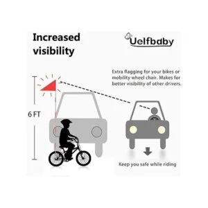 Uelfbaby Bandera de seguridad para bicicleta con poste de_2