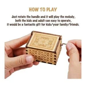 Ukebobo Caja de música de madera con texto en inglés The