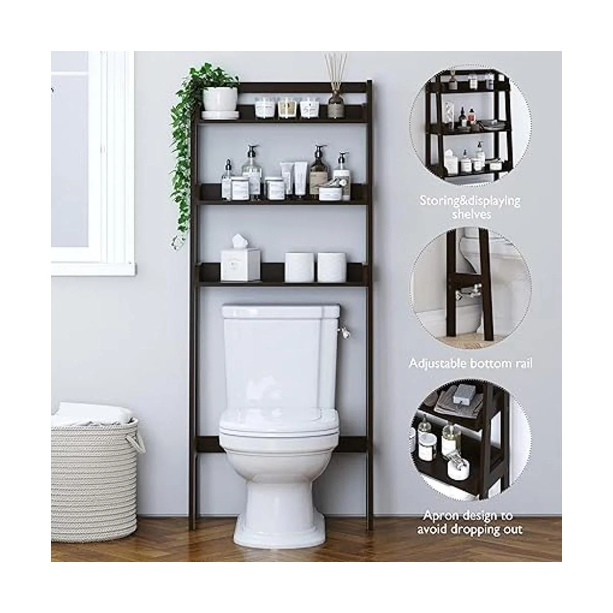 UTEX Organizador de baño de 3 estantes sobre el inodoro_5