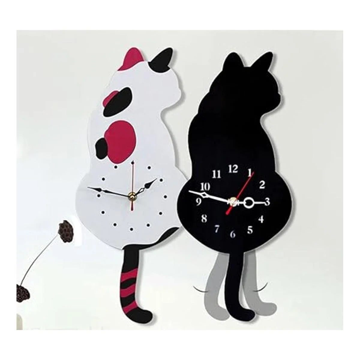 Ukey Reloj de pared creativo de acrílico para gatos con