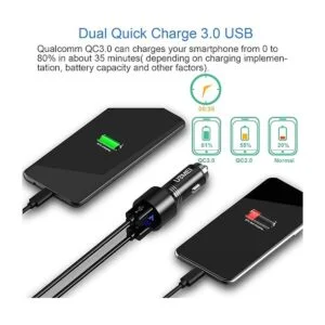 USMEI Cargador de coche de carga rápida 3.0 de metal con_2