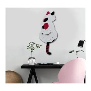 Ukey Reloj de pared creativo de acrílico para gatos con