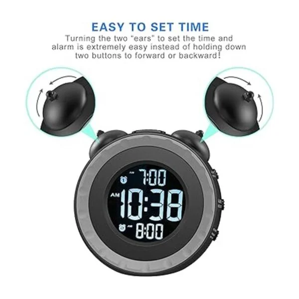 USCCE Reloj despertador dual ruidoso con agitador de cama_3