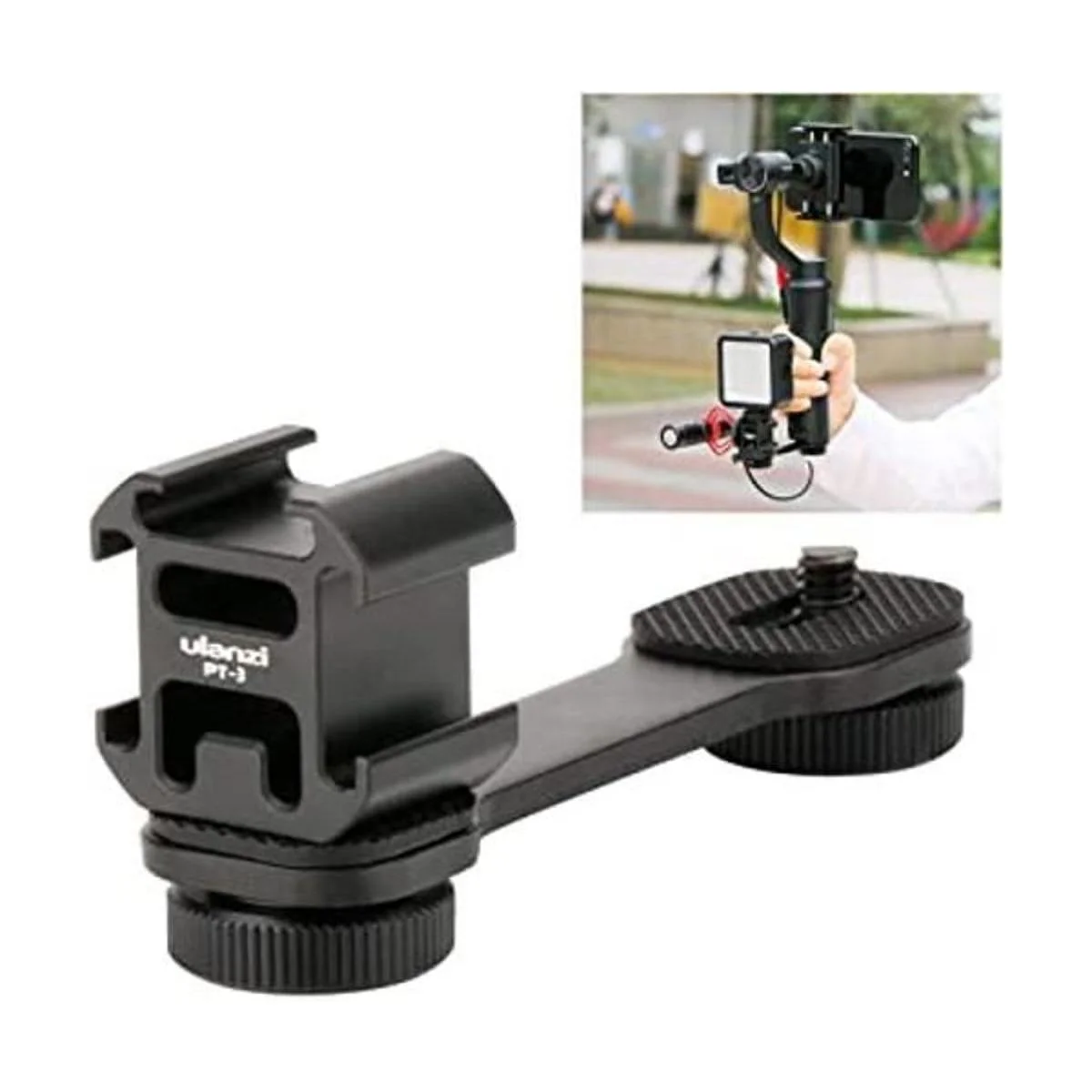 Ulanzi PT3 Triple Cold Shoe Gimbal Micrófono Mount_1