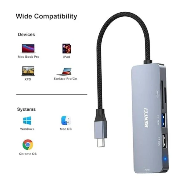 USB C a HDMI concentrador USB tipo C Benfei 2 puertos_6