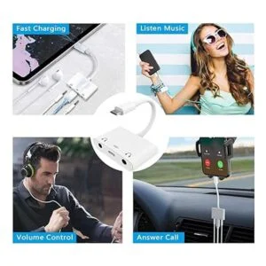 USB C to Dual Trrs 3.5mm Aux Headphone Jack Adapter with_2