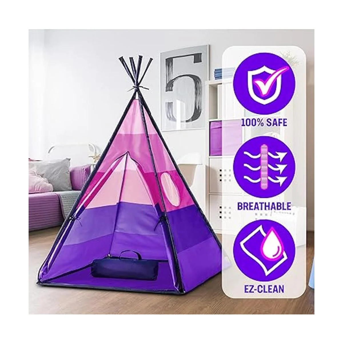 USA Toyz Happy Hut Tienda de campaña de tipi para niños_4