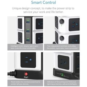 USB regleta BESTEK 8 tomas Protector de sobrecarga de_4