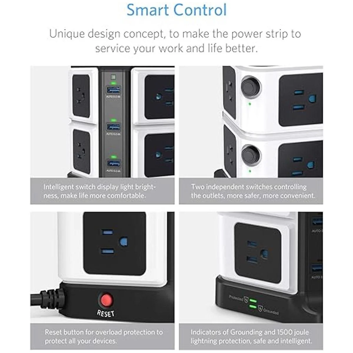 USB regleta BESTEK 8 tomas Protector de sobrecarga de_4