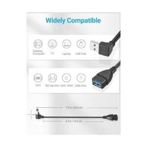 URWOOW 2 Pack SuperSpeed USB 3.0 de ángulo macho a hembra