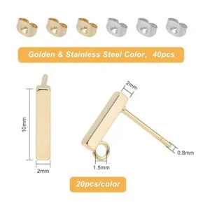 UNICRAFTALE Aretes hipoalergénicos con bucle 40 piezas de