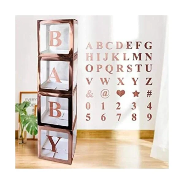 UNIIDECO 4 cajas transparentes de oro rosa para globos con_1