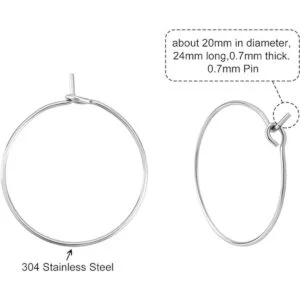 UNICRAFTALE 100 aretes de aro de acero inoxidable