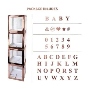 UNIIDECO 4 cajas transparentes de oro rosa para globos con_3